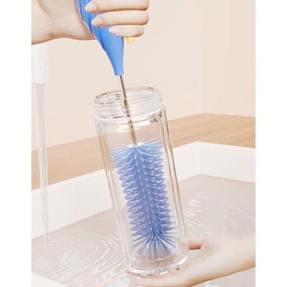 Silicone Bottle Brush Semi-Automatic Bottle Cleaner Brush for Baby, Sports, Vase, Glassware, and Smaller Diameter Openings