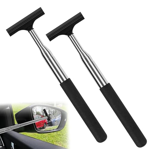 2 Pcs Car Mirror Wiper, 38.6in Handle Car Side Mirror Squeegee, Car Mirror Squeegee, Side Mirror Squeegee, Mini Squeegee for Rainy Foggy Weather