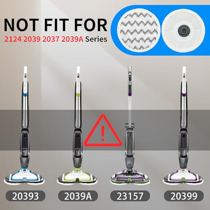 3897A / 3712 Rotating Steam Mop Pads Replacement for Bissell SpinWave Smart Steam Scrubbing Steam Mop Cleaner 【Models 3897A/3712 ONLY】, Washable Reuseable Refill Pads（6Pack） (6Gray)