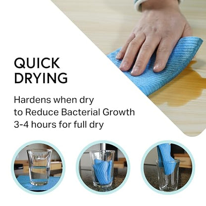 Swedish Wholesale Dishcloths Reusable 8" x 7" Sponge Cloths, Bulk 10 Pack of High Absorbent Cellulose Dish & Kitchen Cleaning Hand Towels, Wring to Dry & Machine Wash, Odor Resistant, Grey - color: Gray