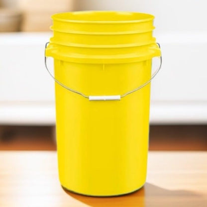 House Naturals Plastic Food Grade Made in USA Bucket with lid, Large 7 Gallon Container Comes with Screw On Lid (1, Yellow with White lid) - color: Yellow With White Lid