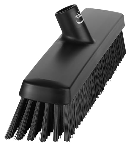 Vikan 31759 16" Heavy-Duty Push Broom, Soft/Stiff, Black - color: Black