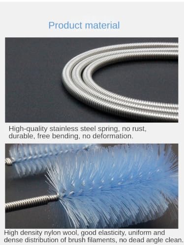 Flexible Long Drain Brush, Double Ended Stainless Steel Tube Cleaning Brush, Powerful Drain Clog Remover Tool for Kitchen Sink, Pipe, Hose, Shower ﻿ (78.7 Inch)