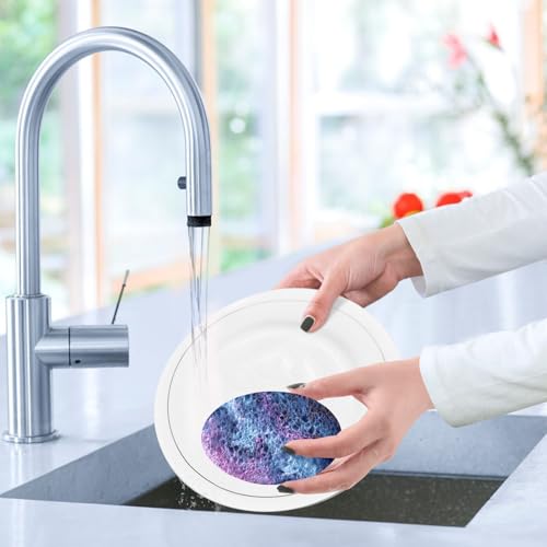 YETTASBIN Marble 3PCS Wood Pulp Scrub Sponges, Reusable Absorbent Household Cleaning Sponge Non-Scratch Kitchen Dish Sponges, Multi-Surface Safe Scrubber for Nonstick Pans, Pots