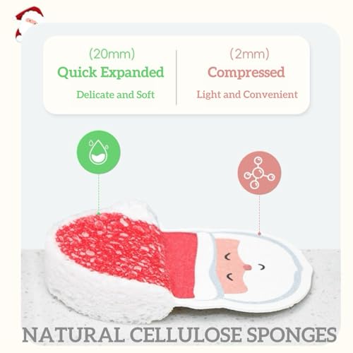 4Pack Christmas Style Scrub Sponges, Compressed Kitchen Sponges for Dishes, Durable Cleaning Sponges with Soft & Scrub Sides, Adorable Christmas Dish Sponge Set