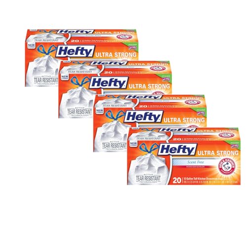 Hefty Ultra Strong Tall Kitchen Trash Bags, Unscented, 13 Gallon, 20 Count (Pack - 4) - size: 20 Count (Pack of 4)