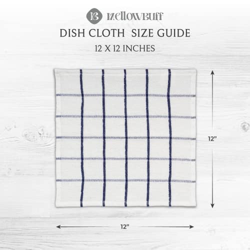 100% Cotton Terry Dish Cloth & Dish Towel, 8 Pack, Super Soft and Absorbent Kitchen Towels, Perfect for Kitchen Cleaning and Dish Washing (Navy (Solid and Check) 8 Pack) - color: Navy (Solid and Check) 8 Pack