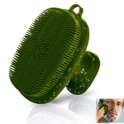 Silicone Face Scrubber for Men Facial Cleansing Brush Silicone Face Wash Brush Manual Waterproof Cleansing Skin Care Face Brushes for Cleansing and Exfoliating (Green) - color: Green