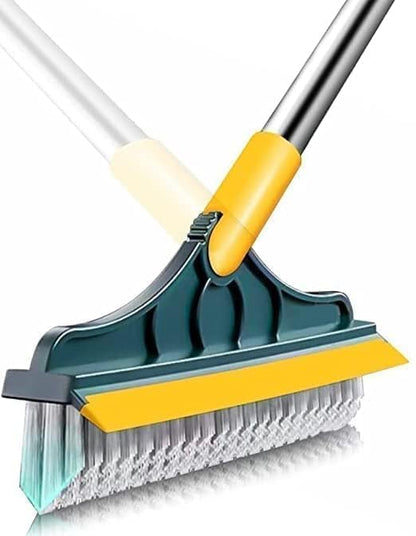 2-in-1 Bathroom Cleaning Brush with Wiper - Long Handle 180° Rotate Toilet Brush, Tiles Cleaning, Floor Scrub for Kitchen and Bathroom Accessories (2 in 1 Tiles Brush)