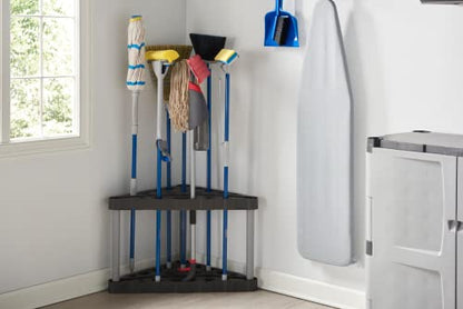Rubbermaid Plastic Garage Corner Tool Tower Rack, Easy to Assemble, Organizes up to 30 Long-Handled Tools/Rakes/ Brooms/Shovles for Home/House/Outdoor/Sheds - style: Corner Tower