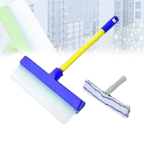 AquaSwipe Window Squeegee, Aqua Swipe Window Cleaner, Recyclable Silicone Window Squeegee Kit with Microfiber Scrubber, Glass Cleaning Tools for Shower Glass Mirror, Car(Blue) - color: Blue