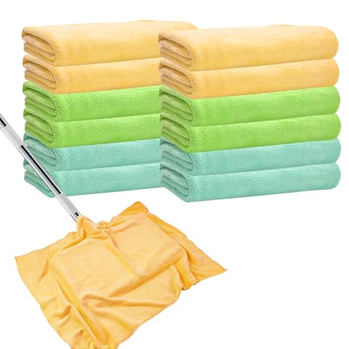 12 Pcs Extra Large Microfiber Cleaning Cloth, 20" x 30" Washable Reusable Large Floor Cloth Rags, Microfiber Towels for Mop Cleaning Office Bathrooms Housekeeping (Orange, Green) - color: Mixed Style 2