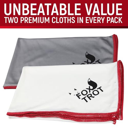 Fox Trot Large Microfiber Polishing Cloths (2 Pack White | Gray) | Streak Free, Lint Free Shine and Clarity for Wine Glasses, Stemware and More - color: 2-pack (White | Gray)