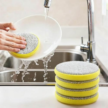 Double-Sided Kitchen Scrubbers – 5pcs Non-Scratch Sponges for Tableware - Yellow