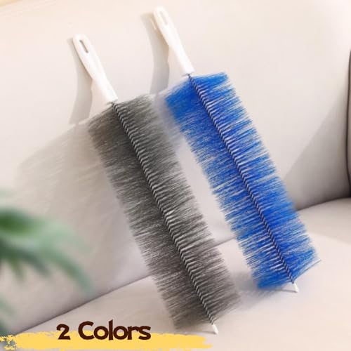 Bendable Microfiber Head, Reusable Dust Remover, Long Fan Cleaning Brush Duster with Flexible Bendable Head, for Electric Fans Air Conditioning, Home Car Vents, Curtain (Blue+Gray) - color: Blue+gray