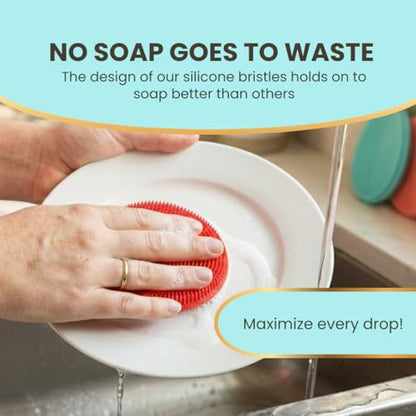 Silicone Sponge Dish Scrubber - Food Grade and Housecleaning - BPA Free Silicone Kitchen Scrubber [5 Pack Ovals Summer] - color: Summer