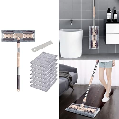 Adjustable Aluminum Flat Mop for Household 360 Degree Dusting Microfiber Pad Lazy Tool 133cm Handle - color: A