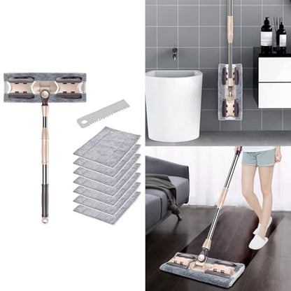 Adjustable Aluminum Flat Mop for Household 360 Degree Dusting Microfiber Pad Lazy Tool 133cm Handle - color: A