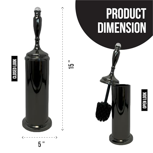 Splash Home Buena Stainless Steel Toilet Brush with Holder, Bowl Scrubber with Durable Cleaning Bristles, Hidden Brush with Splash Protective Disc Design - Black Nickel - color: Black Nickel