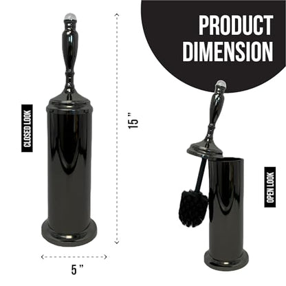 Splash Home Buena Stainless Steel Toilet Brush with Holder, Bowl Scrubber with Durable Cleaning Bristles, Hidden Brush with Splash Protective Disc Design - Black Nickel - color: Black Nickel