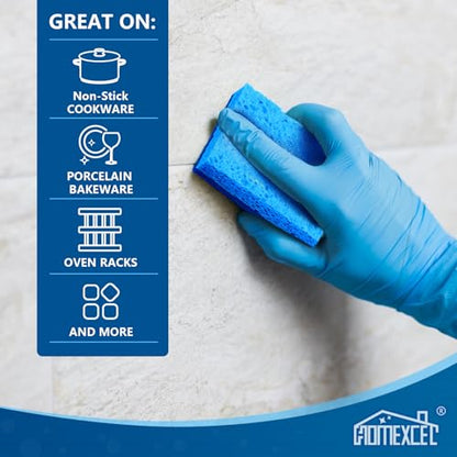 HOMEXCEL Sponges Kitchen 24pcs, Non-Scratch Scrub Dish Sponge Safe on Non-Stick Cookware, Dual Sided Cleaning Sponges for Kitchen, Household, Bathroom and More - color: Blue-rectangle