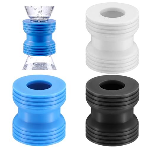 3 Pack Bottle Emptying Kit Soap & Lotion Bottles Saver Connector Coupler Transfer Connector Between Bottles for Soap, Lotion, Shampoo, Conditioner, 1.54 x 1.61 Inches (Blue, White, Black) - color: Blue, White, Black
