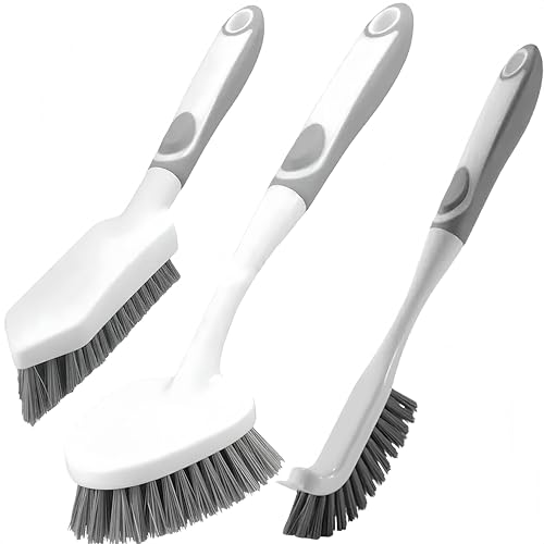 Scrub Brush for Cleaning-3 Pack Heavy-Duty Scrub Brushes Set Shower Scrubber Brush,Grout Brush,Scrubbing Brush with Stiff Bristles for Bathroom,Bathtub,Tile,Floor,Grout,Sink,Swimming Pool