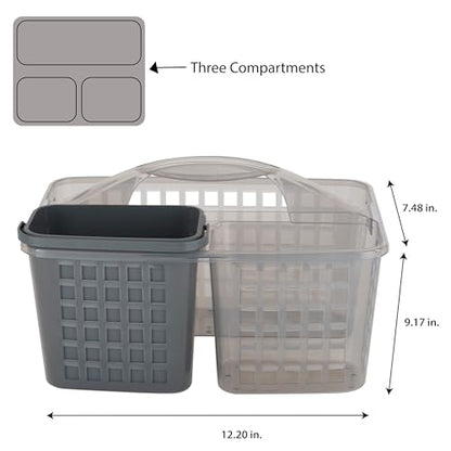 Bath Bliss 2 in 1 Portable, Bathroom Shower Caddy for Shampoo, Conditioner, Soap, and Cosmetics, in Grey Bath Tote (26118-GREY) - color: Grey