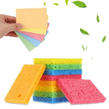15Pcs Cellulose Sponges Kitchen Reusable Compressed Sponges Kitchen Sponge for Cleaning (5 Colors)