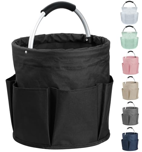 17L Cleaning Caddy with Handle and 6 Pockets, Foldable Cleaning Supply Caddy, Portable Shower Caddy in 600D Oxford Fabric, Multifunctional Storage Basket for Camping, Gardening, Black - color: Black, size: 1PCS