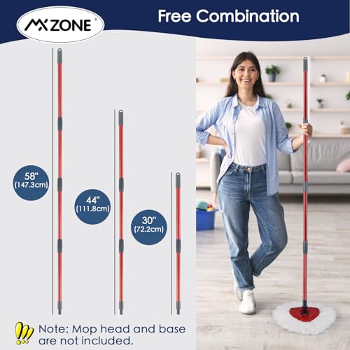 Spin Mop Handle Replacement Compatible with O Cedar Spin Mop and Bucket, 4-Section 30 to 58 Inchs Mop Replace Handle, Mop Stick for Floor Cleaning, Mop Head and Base not Include - size: 1pcs Mop Handle