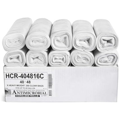 Aluf Plastics 45 Gallon Clear Trash Bags 40" x 48" - 16 Micron Equivalent High Density Value Garbage Bags, HCR-404816C (Pack of 1, 250 Count Total)