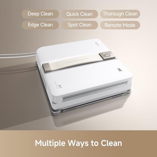 Mova N1 Window Cleaning Robot, Compact Dual-Spray Window Cleaner, 8000Pa Suction, 12-Level Safety Protection, Intelligent Path Planning, 6 Cleaning Modes, for Windows Glass Tiles & Marble, White - color: White