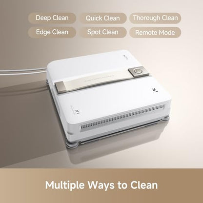 Mova N1 Window Cleaning Robot, Compact Dual-Spray Window Cleaner, 8000Pa Suction, 12-Level Safety Protection, Intelligent Path Planning, 6 Cleaning Modes, for Windows Glass Tiles & Marble, White - color: White