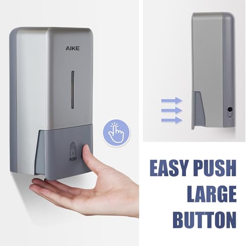 AIKE Wall Mount Liquid Soap Dispenser for Commercial Bathroom 27oz Large Capacity Manual Push Pump Silver - color: Silver