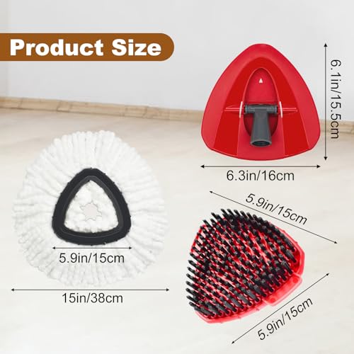 Mop Heads Replacements for O Cedar EasyWring 1 Tank,Spin Mop Replace Heads for OCedar,Includes 3 Microfiber Mop Refills,1 Upgrade Scrubber Brushes and 1 Base for Deep Cleaning Machine Washable - size: 1 Tank-5pack