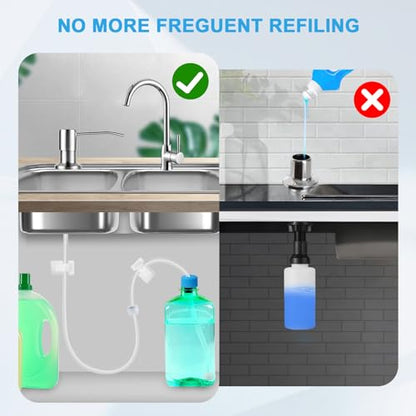Sink Soap Dispenser Extension Tube Kit with Upgraded Check Valve, Premium 47" Under Counter Soap Dispenser Tube for Kitchen Sink, Powerful Suction, No More Refilling Tiny Bottle