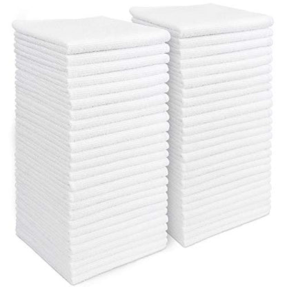 AIDEA Microfiber Cleaning Cloth White 50PK, Cleaning Rags, Lint Free Microfiber Towels, Kitchen Towels Dusting Cloth, Wash Cloths, Dish Rags White, 12"x 12" - color: White, size: 12 in. x 12 in.