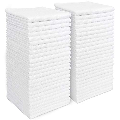 AIDEA Microfiber Cleaning Cloth White 50PK, Cleaning Rags, Lint Free Microfiber Towels, Kitchen Towels Dusting Cloth, Wash Cloths, Dish Rags White, 12"x 12" - color: White, size: 12 in. x 12 in.