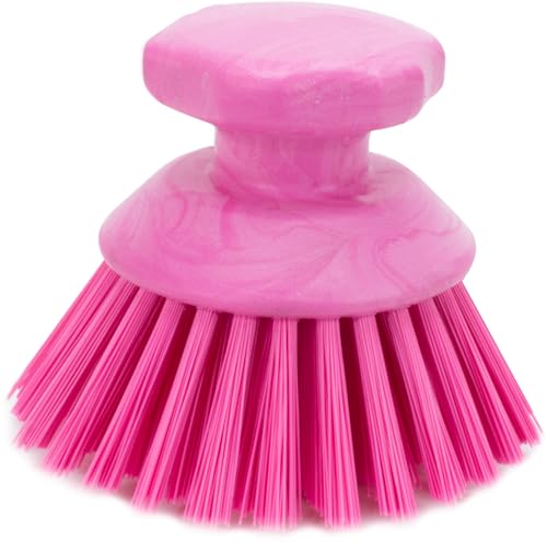 SPARTA 42395EC26 Plastic Scrubber Brush, Round Brush, Dish Scrub Brush With Color Coded For Cleaning, Kitchen, Bathroom, Bathtub, Dishes, Sink, 5 X 5 X 4 Inches, Pink