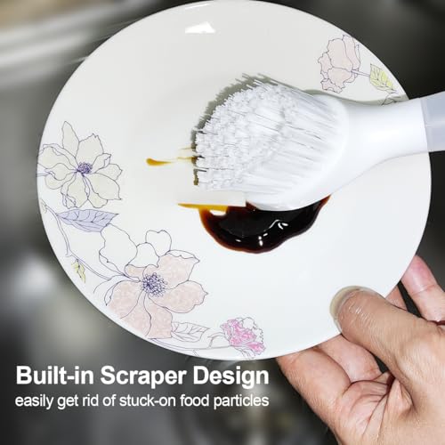 CELOX Dish Scrubber with Soap Dispenser for Pots, Dishes, Bowls and Dish Soap Brush with Soap Dispenser for Dishes, Pans, Sink, Pots