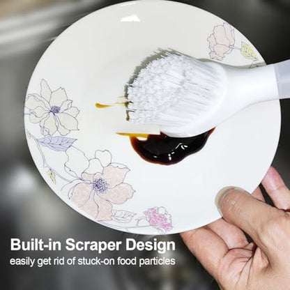 CELOX Dish Scrubber with Soap Dispenser for Pots, Dishes, Bowls and Dish Soap Brush with Soap Dispenser for Dishes, Pans, Sink, Pots