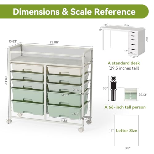 2 Pack Rolling Craft Cart with 10 Drawers, Art Craft Organizers and Storage with Lockable Wheels, Utility Cart for Organizing Arts and Crafts,Yarn,Toy, School Supplies - size: 10-Drawers(2 Pack)