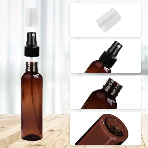 36 Pack Amber Plastic Spray Bottles 4 oz Small Spray Bottle Plastic Fine Mist Spray Empty Bottle, Amber 4 oz Spray Bottles Bulk for Travel, Essential Oils - color: Amber