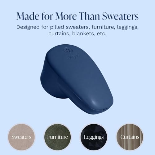 Nori Trim Fabric Shaver - Lint Remover for Clothes & Furniture Couch Pilling - Sweater Pill Remover - Clothes Shaver with 6 Precision Blades - Wireless and Rechargeable - Navy - color: Navy