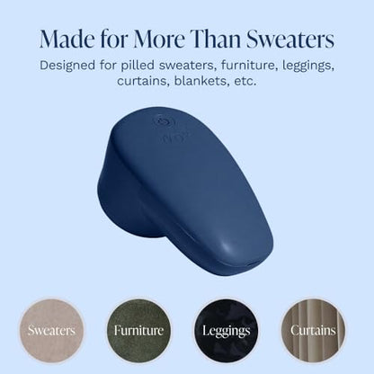 Nori Trim Fabric Shaver - Lint Remover for Clothes & Furniture Couch Pilling - Sweater Pill Remover - Clothes Shaver with 6 Precision Blades - Wireless and Rechargeable - Navy - color: Navy