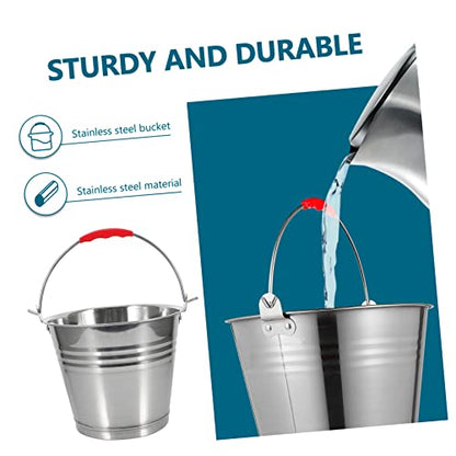 Healeved Stainless Steel Bucket with Handle 1 Gallon Portable Carrying Trash can Water Pail for Kitchen Home Outdoor Use 8.66 Inch Durable Corrosion Resistant