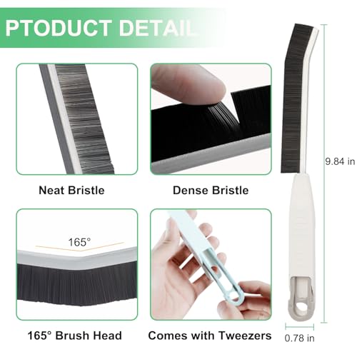 Crevice Cleaning Brush,Hard Bristle Cleaning Supplies,Grout Scrub Brushes with Clip for Clean Tile Floor,Gap, Bathtub, Sink, Window,Household Cleaning Tools,Home Essentials(3PCS DarkBlack White) - color: Darkblack White