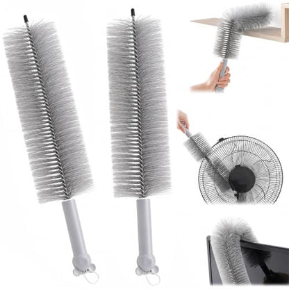 2026 New Bendable Microfiber Duster, Upgrade Reusable Bendable Cleaning Brush for Home Electric Fan Air Conditioner Car Vent Curtains Cleaner(Gray) - color: Gray