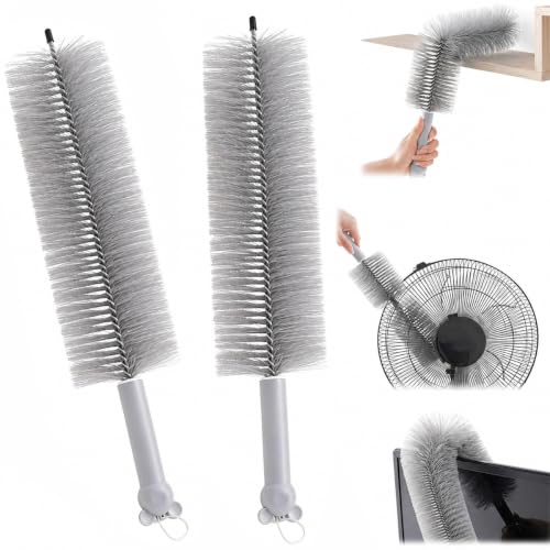 2026 New Bendable Microfiber Duster, Upgrade Reusable Bendable Cleaning Brush for Home Electric Fan Air Conditioner Car Vent Curtains Cleaner(Gray) - color: Gray